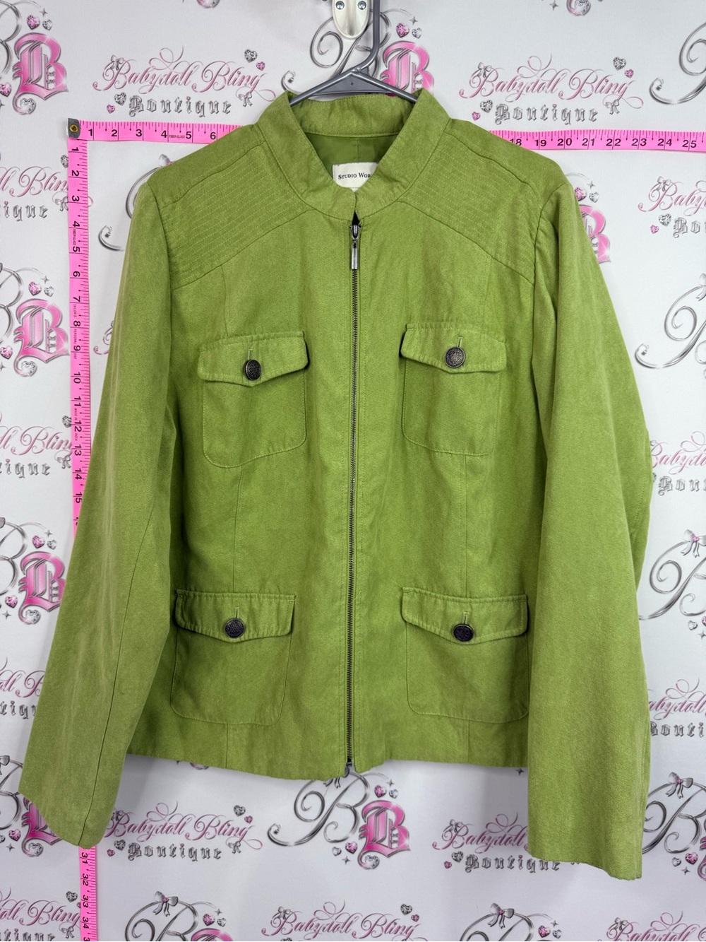 Studio Works jacket coat green Olive Green Utility Zip Jacket
